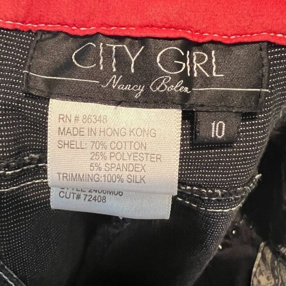 City Girl Nancy Bolen 2 pc Lightweight Embellished Silk trim Pant Set, Size 10 - Picture 16 of 16